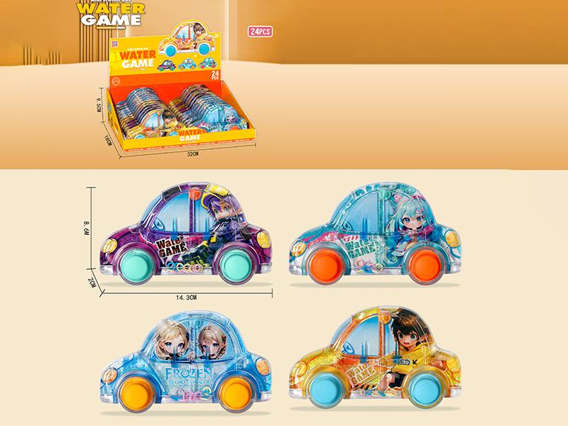Cartoon Car Transparent Water Game Toy 24pcs