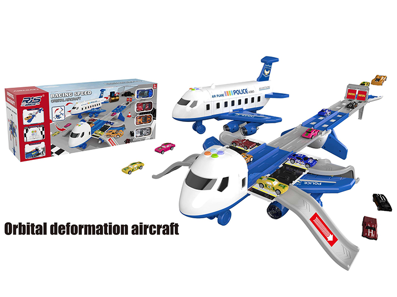 Police theme scene storage Track Deformation Aircraft With Alloy Sports Cars