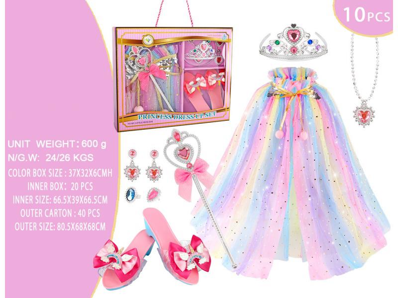 A 10-Piece Princess Colorful Cape Accessory Set