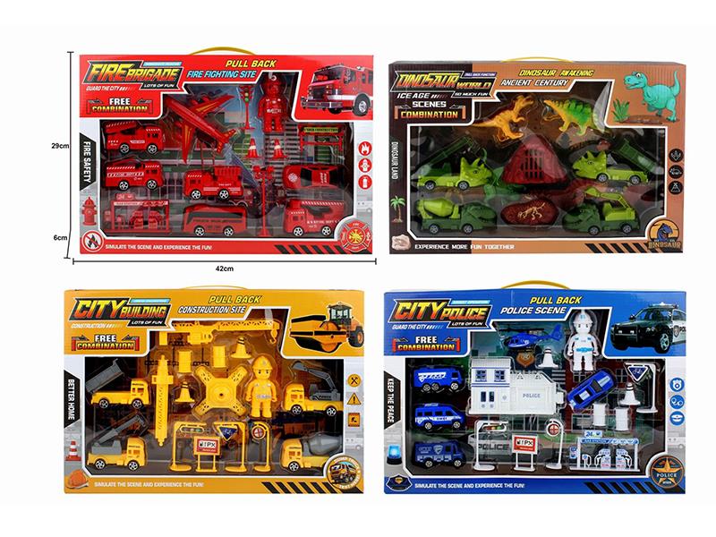 Engineering Trucks/Fire Engine/Police Cars/Dinosaur Trucks Set