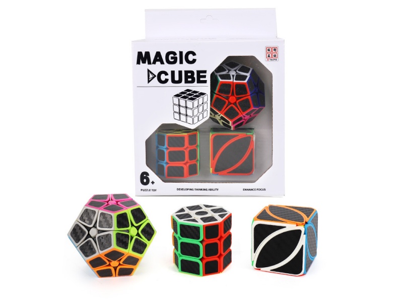 Octagonal Cylindrical Rubik'S Cube + 2X2 Five-Cube + Maple Leaf Rubik'S Cube (All Carbon Fiber Stickers/Printed)