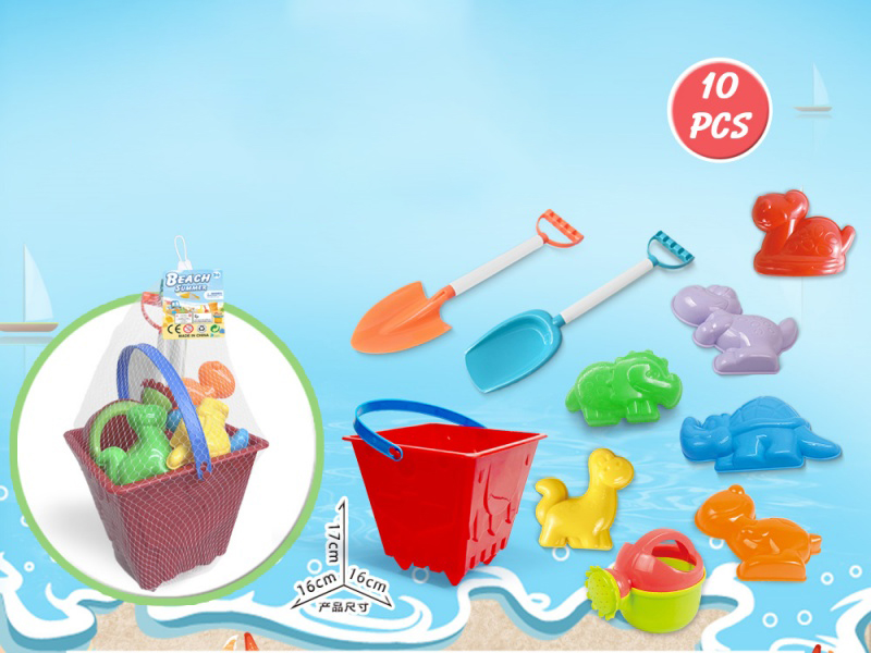 Castle Bucket With Beach Dinosaur Accessories (10 Pieces)