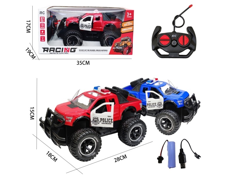 1:14 Police Light, Open Door, Pickup Truck, Four-Way Off-Road Remote Control Vehicle