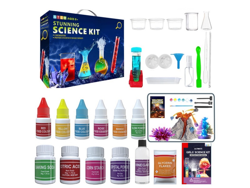 Science experiment + Archaeological volcano eruption + crystal planting + Christmas tree