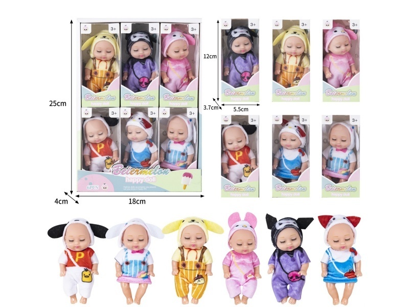 4-Inch Solid Sleeping Doll (6-Piece Set)