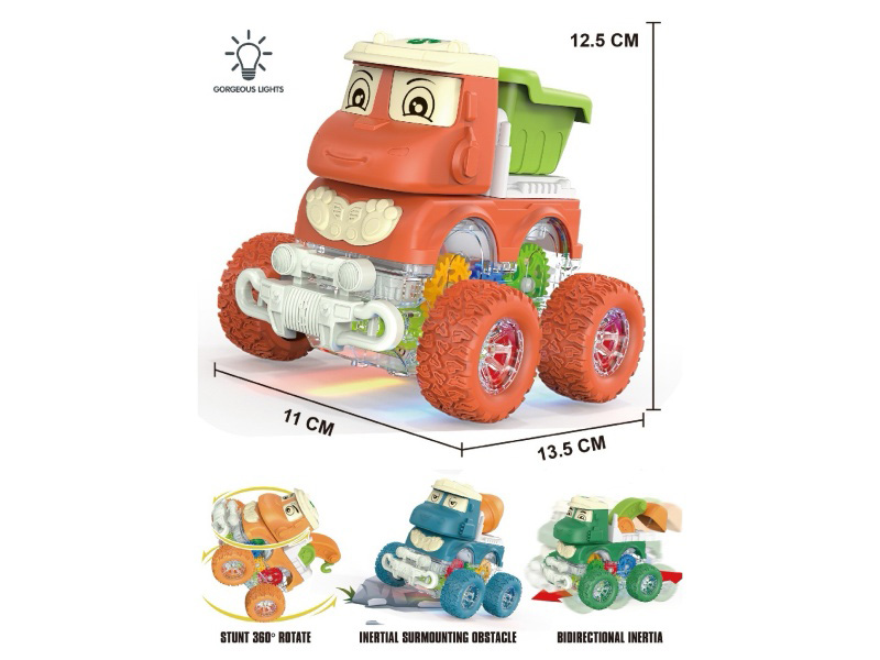 The Illuminated Transparent Gear Four-Wheel Drive Climbing Stunt Rotating Dual-Inertia Cute Dragon Engineering Team