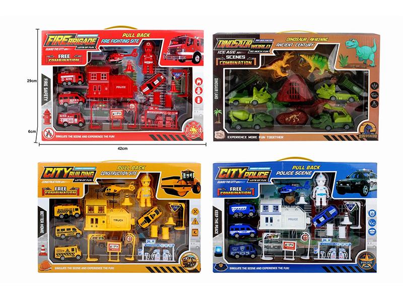 Engineering Trucks/Fire Engine/Police Cars/Dinosaur Trucks Set