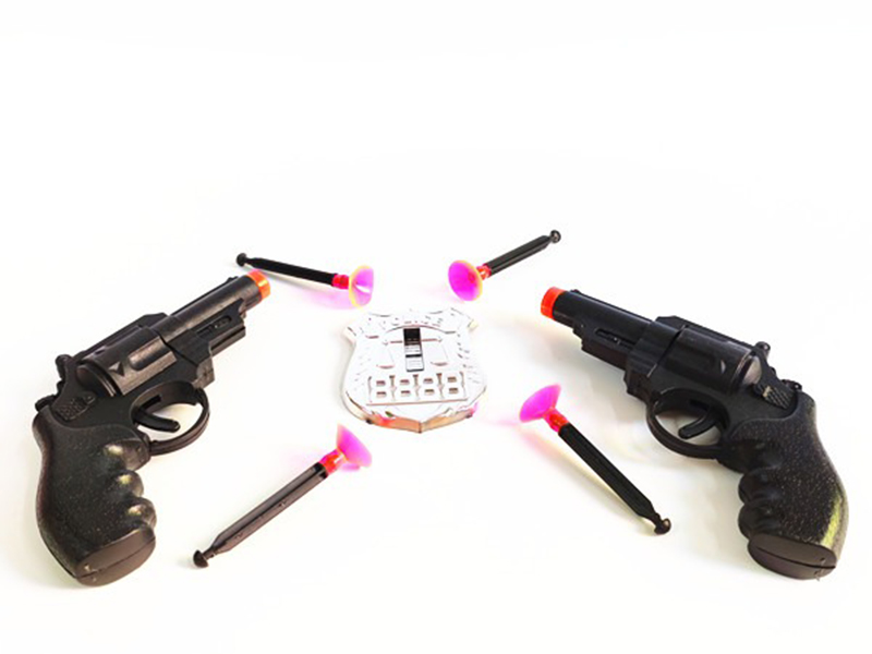 Two Revolvers With Four Pins, One Badge