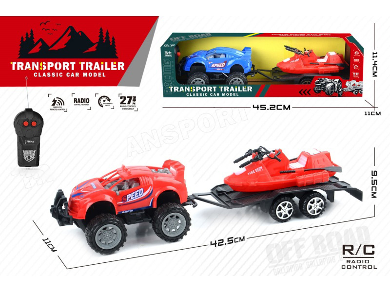 2-Channel Remote Control Off-Road Vehicle Trailer With Boat(Not Included Batteries)