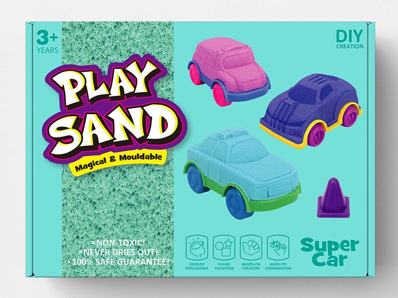 3D Cars Space Soil Play Set(750g Sand/3 Colors + Accessories)