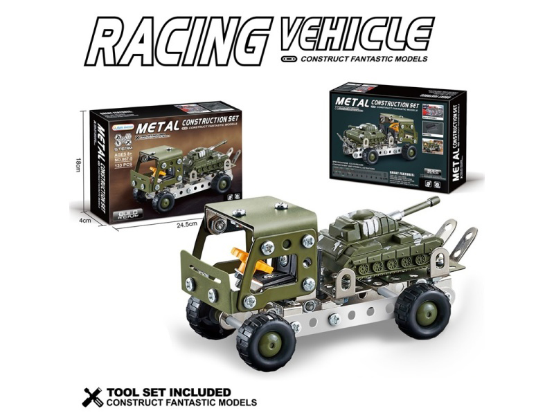 Diy Metal Assembly Building Block Military Transport Vehicle