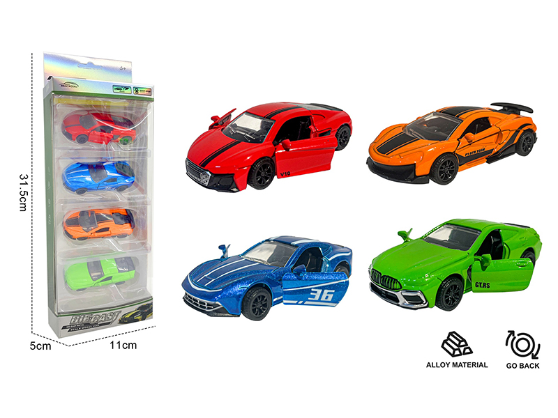 1:60 Pull Back Alloy Cars(Three Doors Can Be Opened)4PCS