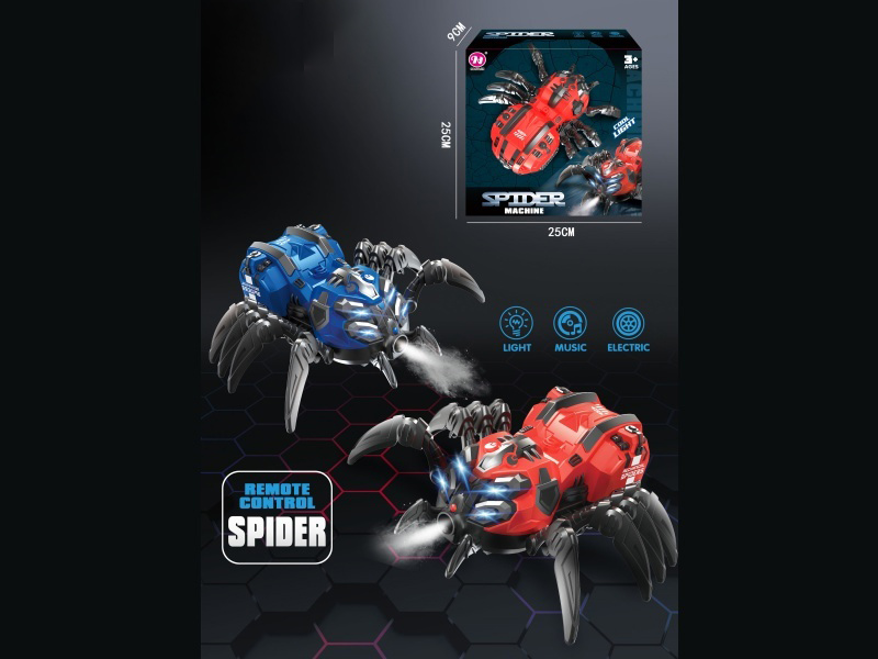 Electric Mechanical Omnidirectional Spider, With Light And Music, Limb Swinging, Omnidirectional Walking (Two-Color Mixed Packaging) (Spray).
