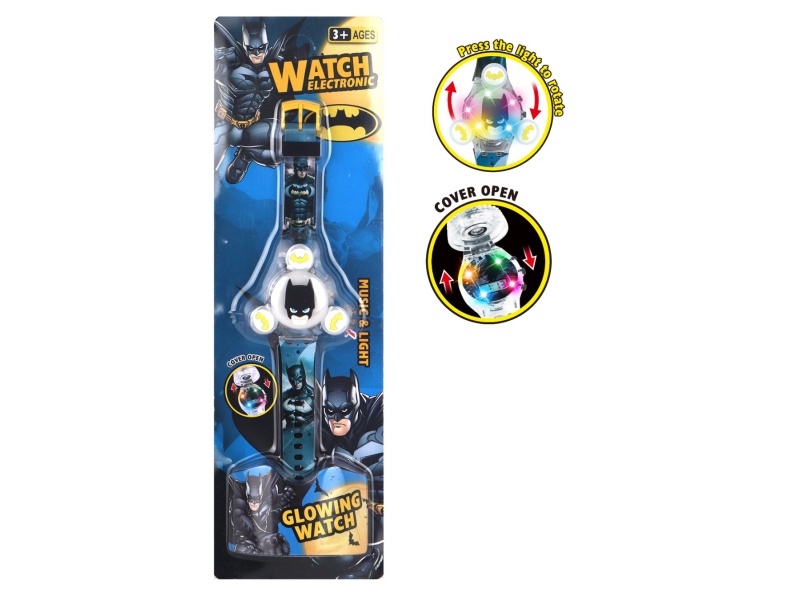 Three-Headed Bat Rotating Light Music Watch