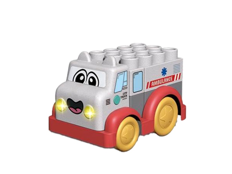 C-Type Straw Material Light And Music (Ambulance) 23 Piece Building Blocks Engineering Vehicle