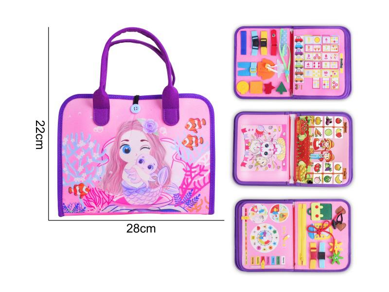 Montessori Early Education And Intelligence For Children - Purple Felt 4-Page Mermaid Busy Edition