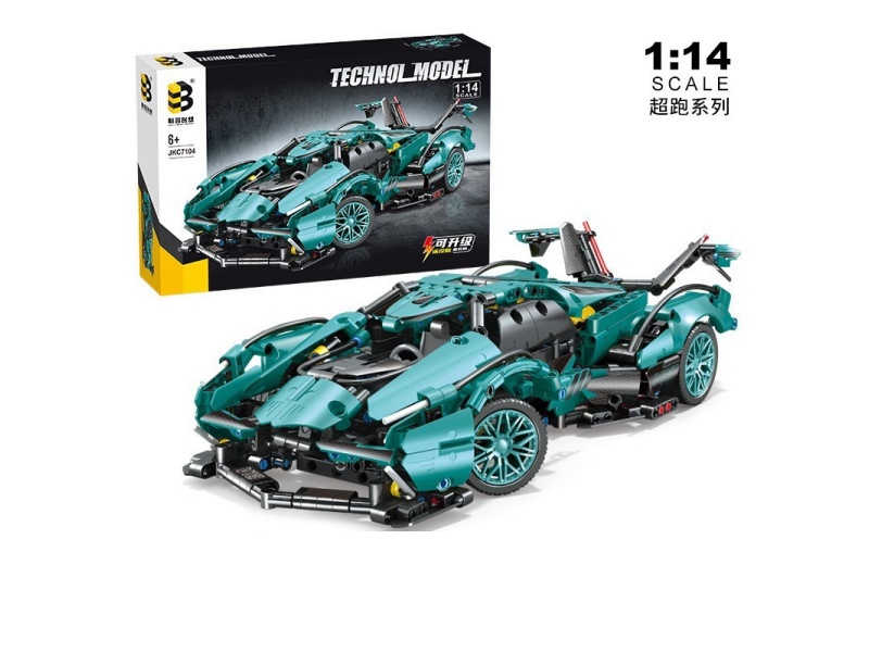 Building Blocks: 1:14 Blue V12 Sports Car Series 1012+ Pieces