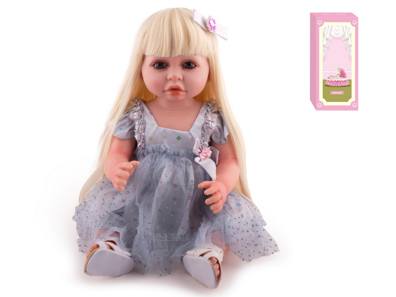 55cm Soft Plastic Reborn Doll(Wig Sheath) With Feeding-Bottle, Magnetic Pacifier, Diaper, Birth Card