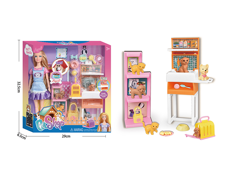 Jointed Doll Pet Shop Set