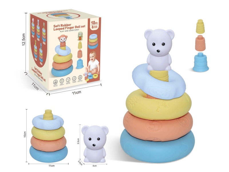 Soft Rubber Stacking Ring Finger Doll Set(Polar Bear) 8PCS