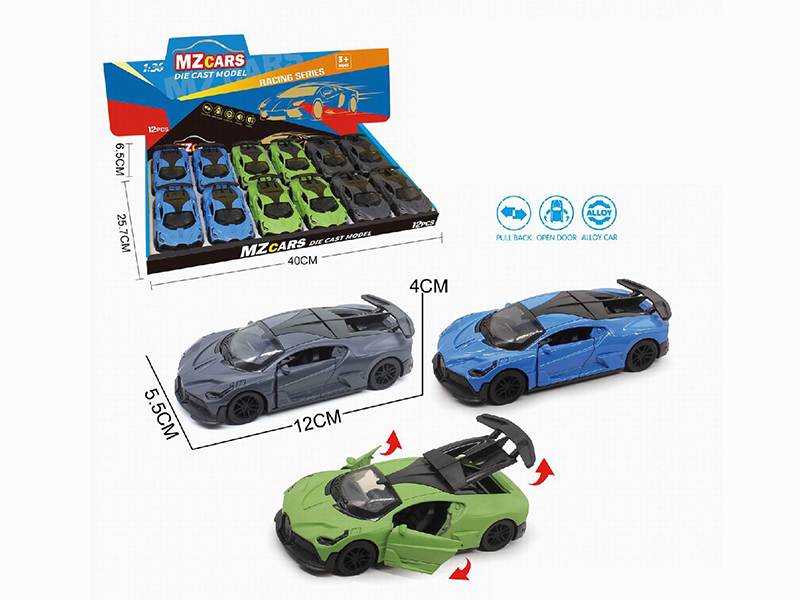 1:36 Pull Back Alloy Sports Car(3 Doors Can Open) 12pcs
