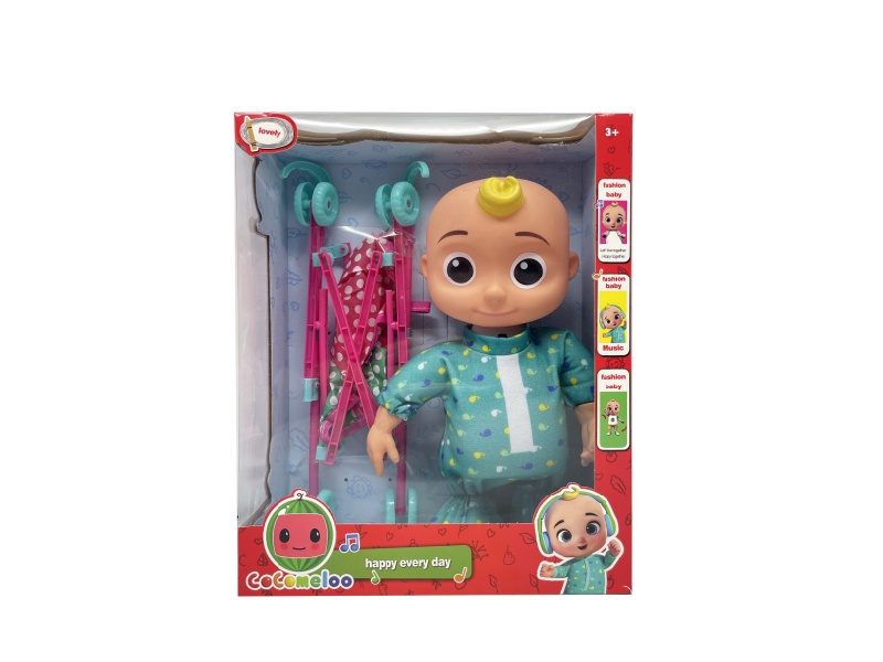 22 Inch B/O Solid Cocomelon JJ Boy Doll With Stroller Toy
