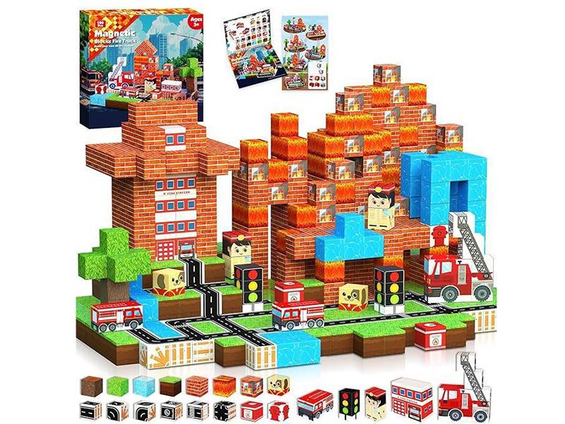 Fire Fighting Magnetic Cube Building Blocks - 100pcs