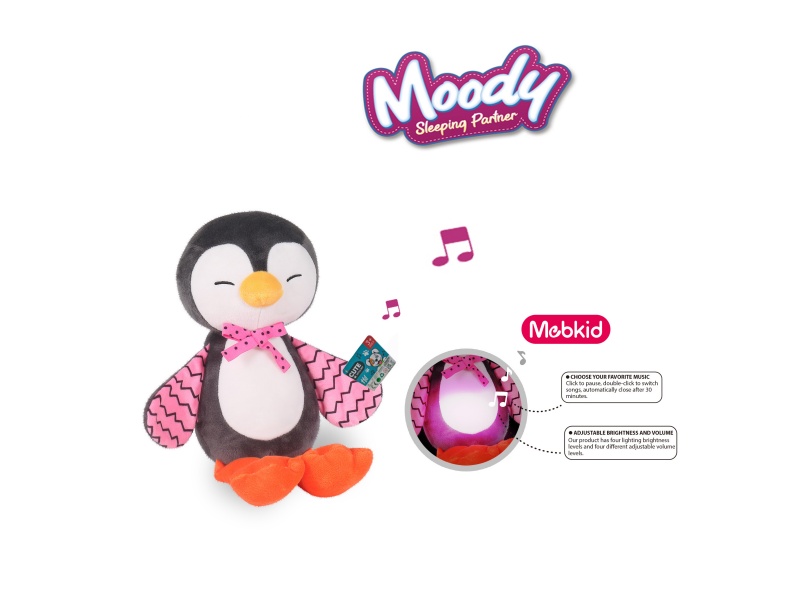 Smart Baby Plush Soothing Night Light (Penguin) Plush Animal 3.7V/300Mah Lithium Battery (Charged), Tepy-C Interface, 5V-1A