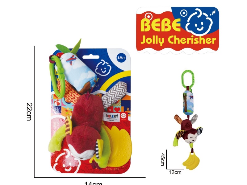 Baby Educational Plush Soothing Toy Monkey Bed Wind Chime