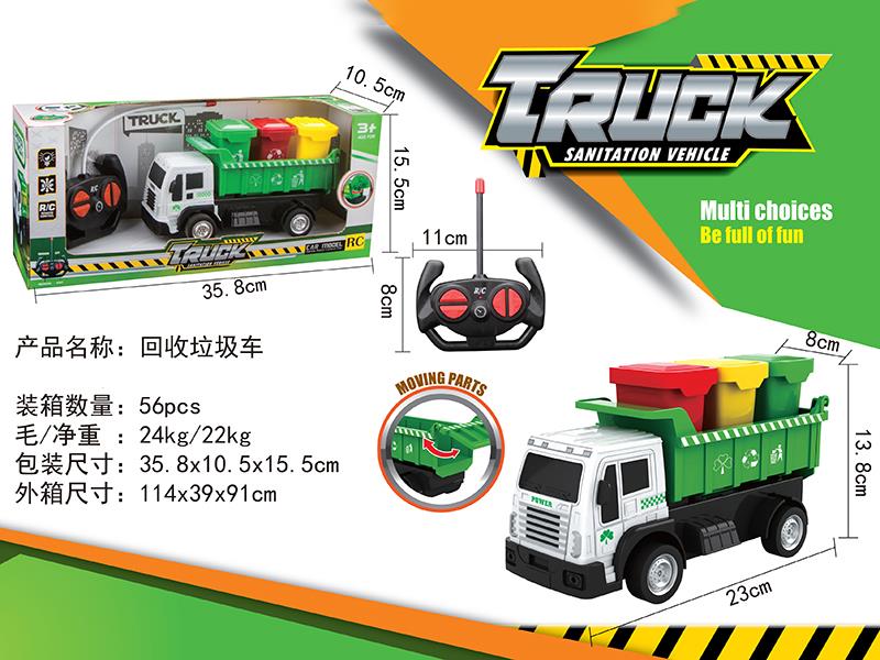 Remote Control Garbage Truck With Trash Cans