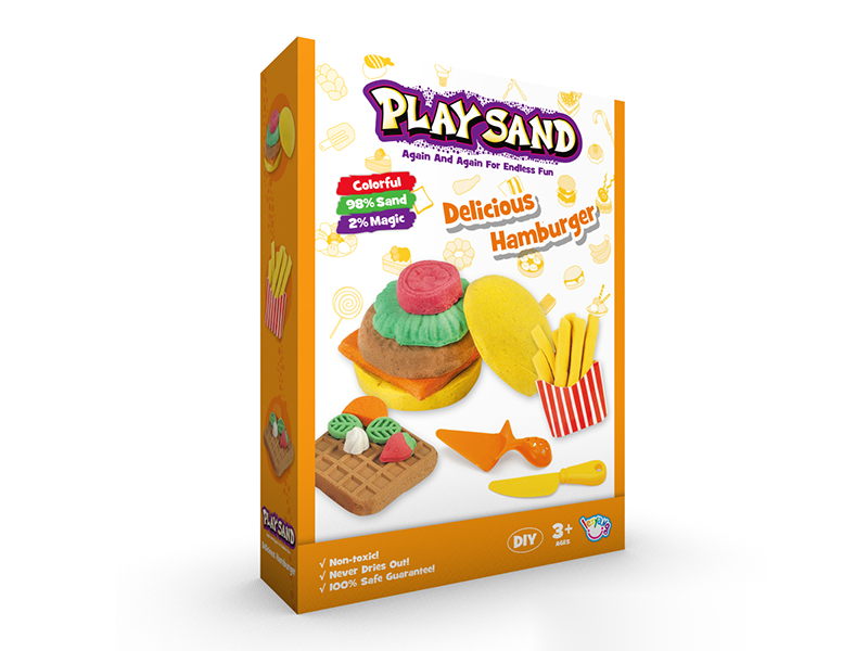 Delicious Hamburger Space Soil Play Set(500g Sand/2 Colors + 1 Set Of Accessories + Sand Table)