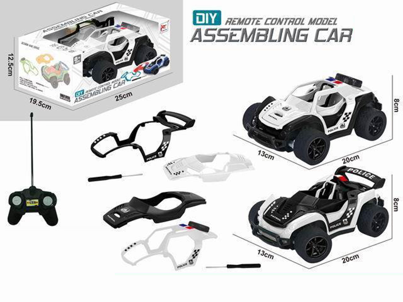 27Mhz 1:16 4-Channel Remote Control DIY Assembling Police Car(Not Included Batteries)