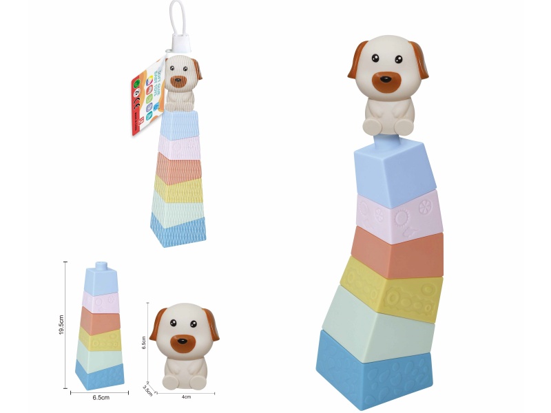 Soft Plastic Stacked Tower Finger Doll Set(Dog) 7pcs