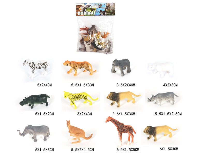Solid Mini Wild Animal Set 12pcs