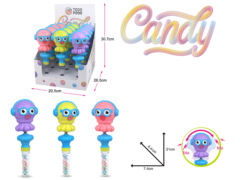 Cartoon Octopus Whistle Candy Toys 12pcs