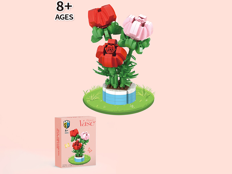 Rose Building Block Flower Potted Plant Series 600 PCS