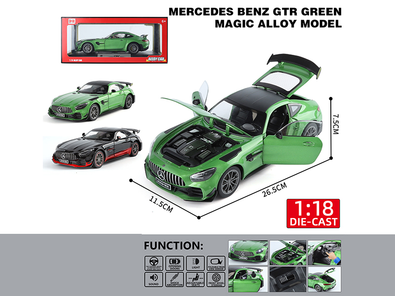1:18 Mercedes-Benz GTR Pull Back Alloy Car Model(4 Doors Can Opening, Sound And Lights)