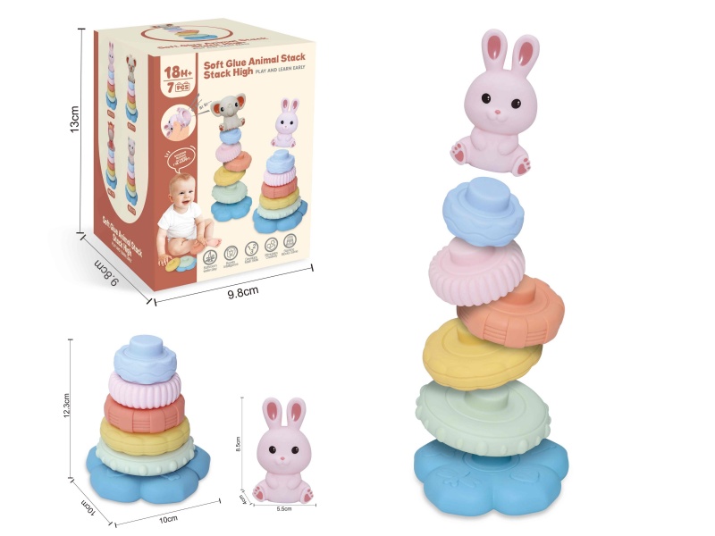 Soft Plastic Animal Stacking Toy(Rabbit) 7pcs