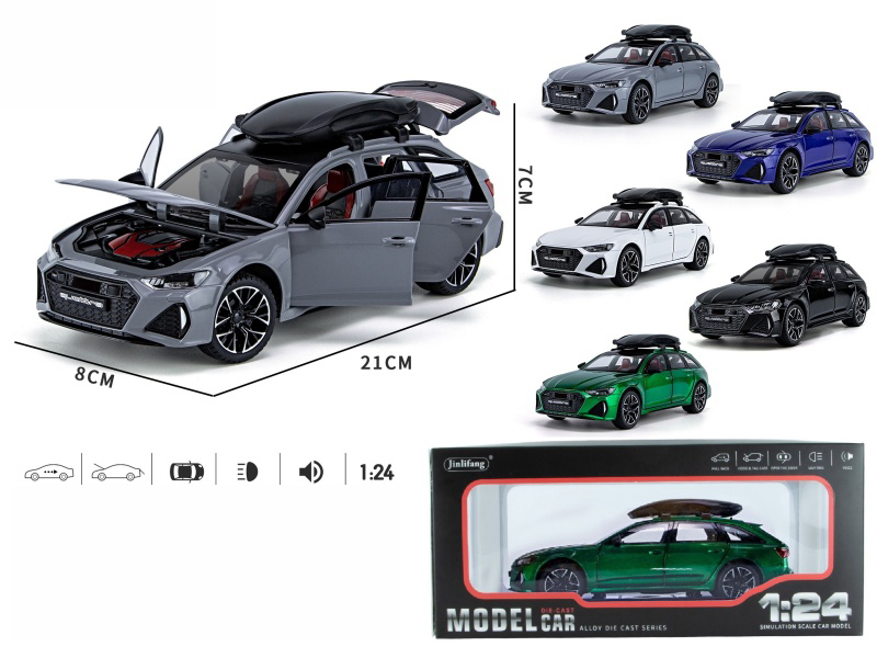 1:24 Audi RS6 Streetcar Version Pull Back Alloy Six-Door Car Model With Sound And Light