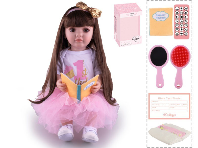 22-Inch Bionic Smart Rebirth Doll, Capable Of Bionic Shaking Of The Head, Raising Of The Hand, Mouth Movement To Speak, Intelligent Dialogue, Recording, Imitating The Tongue, Oral Skills, Dance Music