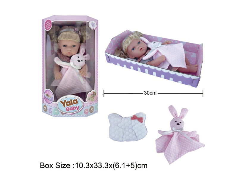 12-Inch Newborn Full Vinyl Doll With Pillow Animal Fabric Accessories