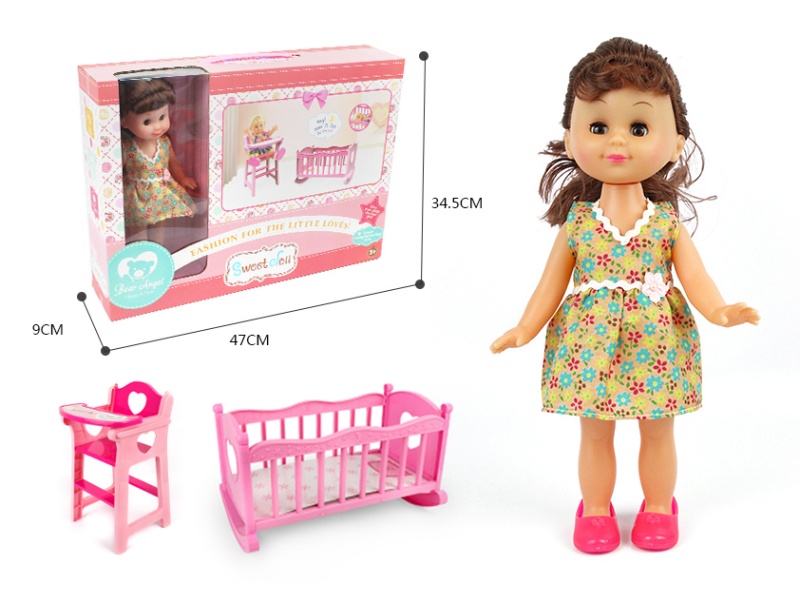 14-Inch Cute Girl 2-In-1 (Crib + Chair)