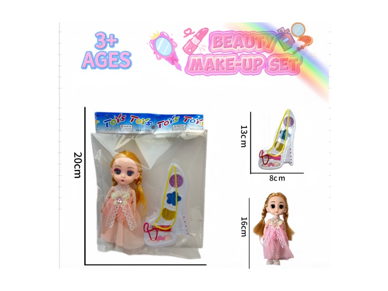 Children's makeup high heels with 6-inch dolls