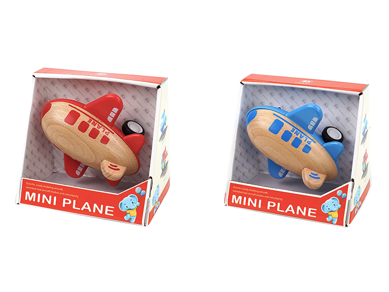 Wooden Mini Plane With Music And Lights(Red/Blue) 1pcs