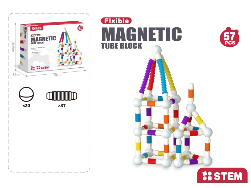 Children'S Educational Toy Telescopic Magnetic Bar (57Pcs)