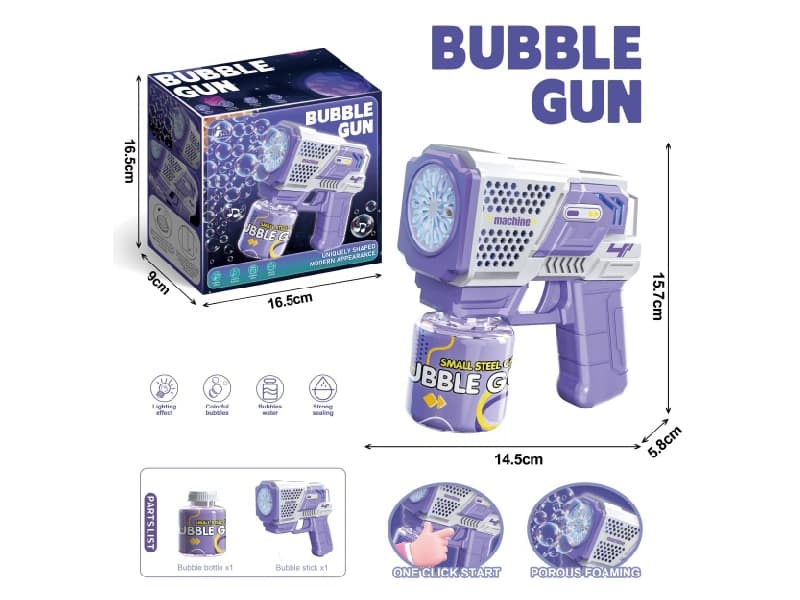 Mechanical Bubble Gun (1 Bottle Of 90ml Bubble Water)