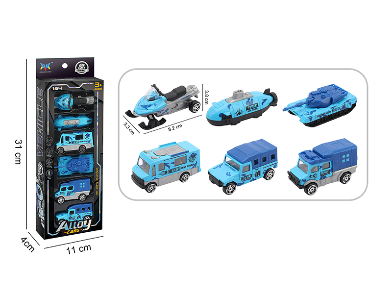 1:64 Alloy Slide Cars 6pcs