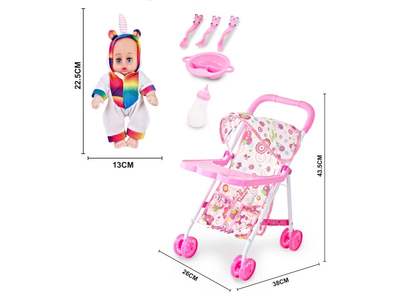 An Iron Trolley With A Dining Board And A 10-Inch Musical Empty Doll