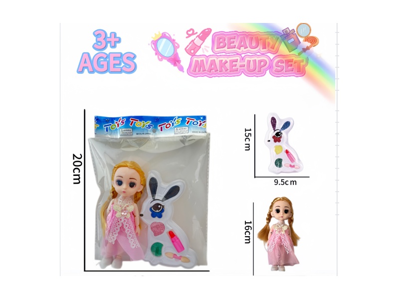 A children's makeup rabbit with a 6-inch doll