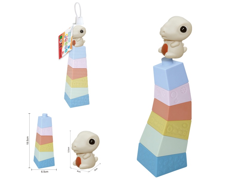 Soft Plastic Stacked Tower Finger Doll Set(Dinosaur) 7pcs